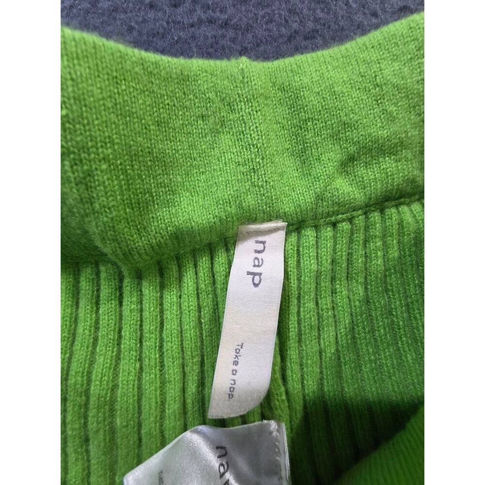 Nap 100% cashmere Ribbed Lounge Pants Lime Y2K Green Medium A011008 - Picture 7 of 12